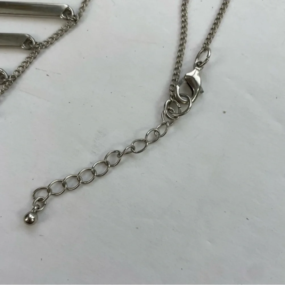 Silver Tone V Ladder‎ Long Necklace